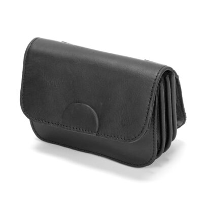 Monedero negro de piel cinco departamentos
