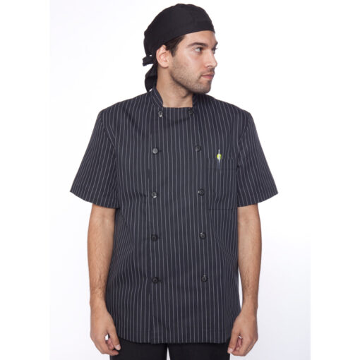 Chaquetilla de cocina fresca negra raya fina