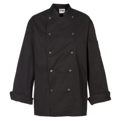Chaqueta de cocina negra con cierres