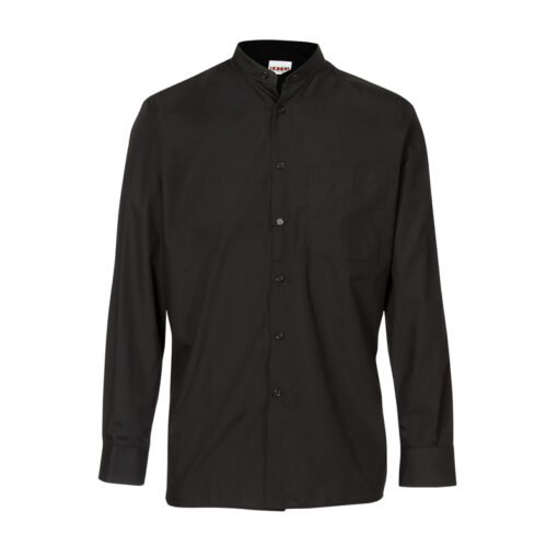 Camisa negra cuello mao
