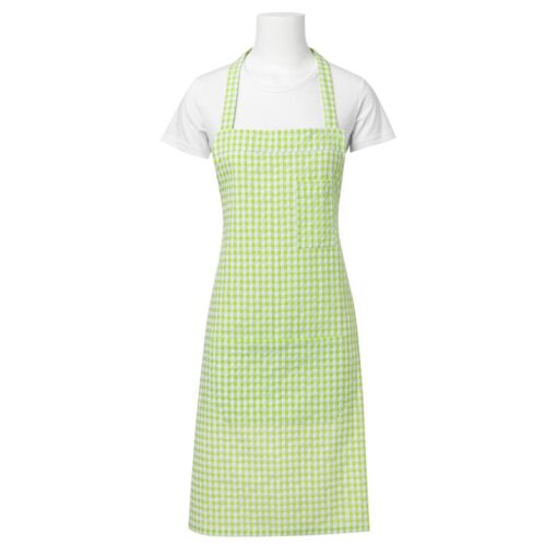 Delantal vichy pistacho con bolsillo en el pecho