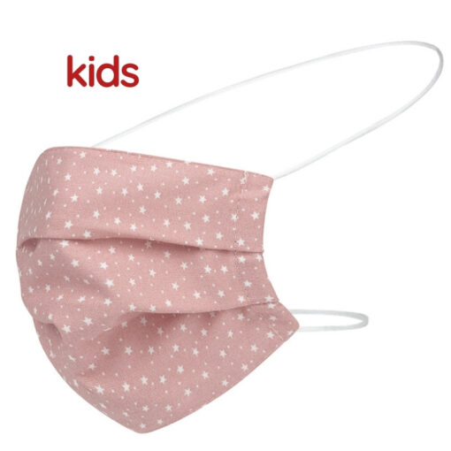 Mascarilla Higiénica reutilizable infantil rosa estrella blanca certificada