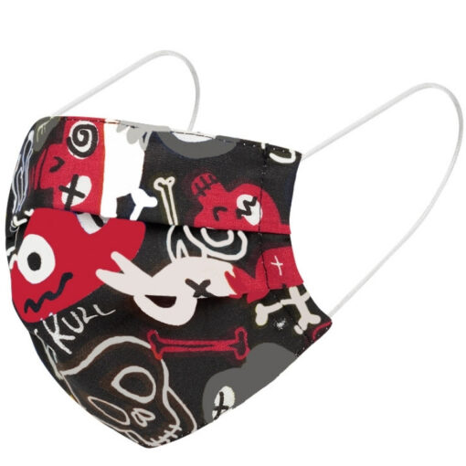 Mascarilla Higiénica reutilizable calaveras negro y gris certificada