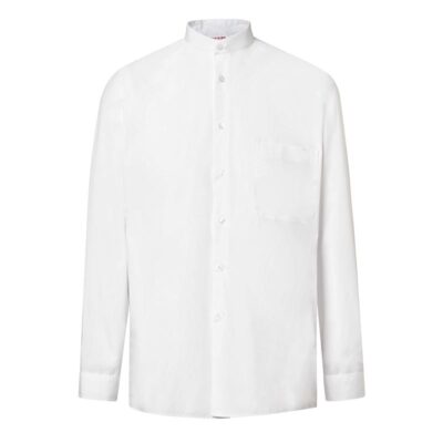 Camisa blanca manga larga cuello mao