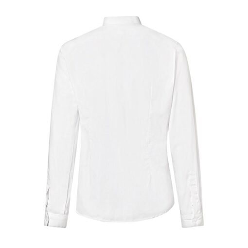 Blusa blanca manga larga cuello mao - Imagen 2